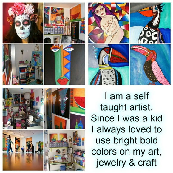 Frida Kahlo Sugar Skull 2 Acrylic Painting - Picture 4 of 6